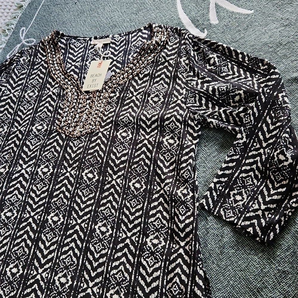 Beach Cover up or just beautiful shirt Bohemian beach Tunic beaded - Picture 3 of 8